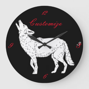 Coyote Howling Thunder_Cove Large Clock