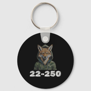Coyote In Hood 22-250 Graphic Hunting Design Key Ring