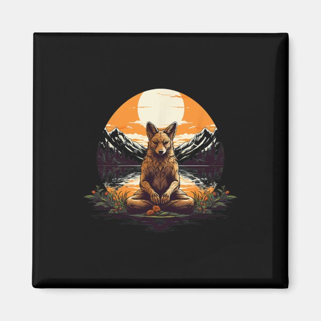 Coyote Meditation Yoga  Magnet (Front)