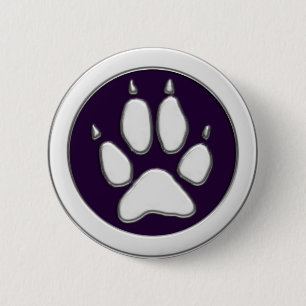COYOTE PAW PRINT 6 CM ROUND BADGE