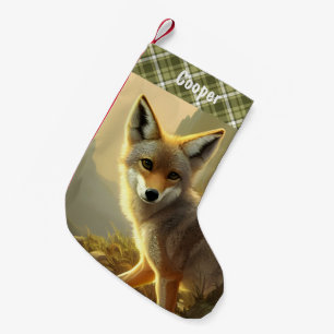 Coyote Pup Wildlife Portrait Personalised  Small Christmas Stocking