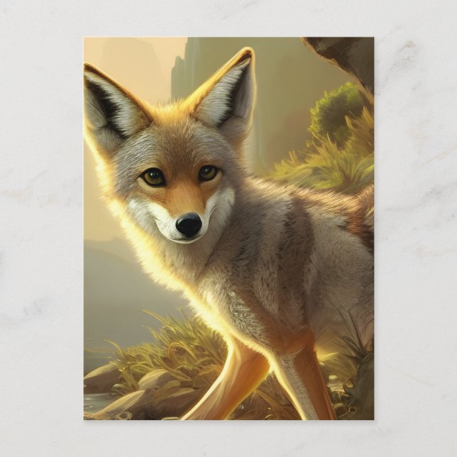 Coyote Pup Wildlife Portrait  Postcard (Front)