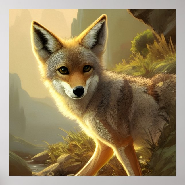 Coyote Pup Wildlife Portrait   Poster (Front)