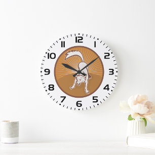 Coyote Retro Sunset Vintage Wilderness Animal Art  Large Clock