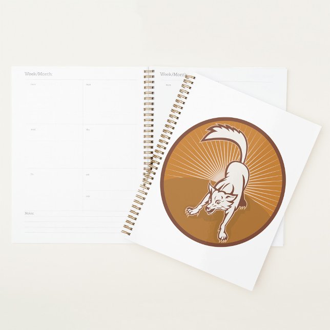 Coyote Retro Sunset Vintage Wilderness Animal Art  Planner (Creator Uploaded)