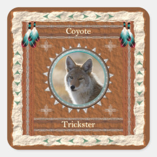 Coyote Trickster Energy Square Sticker