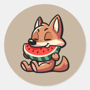 Coyote Watermelon Classic Round Sticker