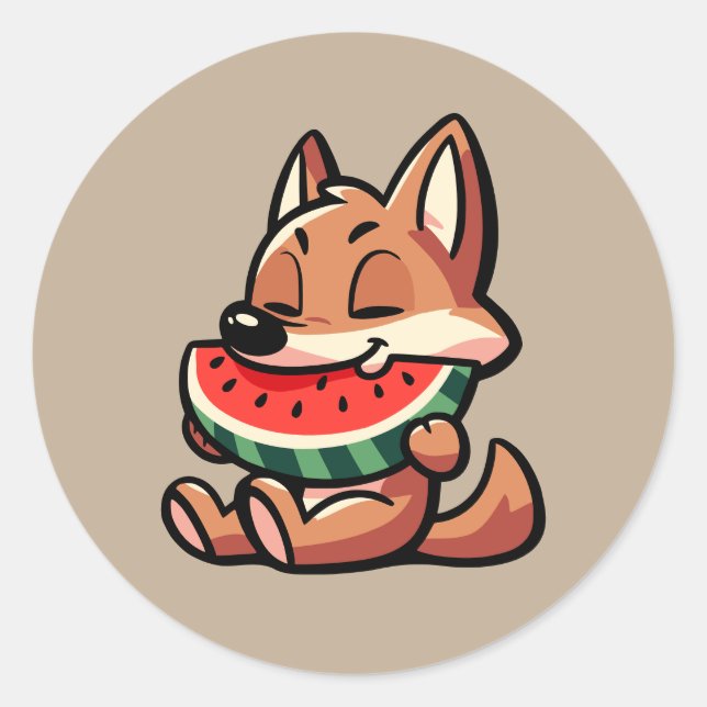 Coyote Watermelon Classic Round Sticker (Front)