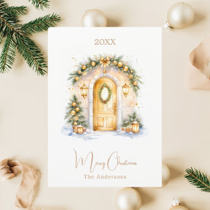 Coze home entrance door winter Christmas Holiday Card