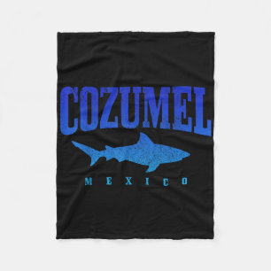 Cozumel Beach Mexico Scuba Diver Shark Diving Vint Fleece Blanket
