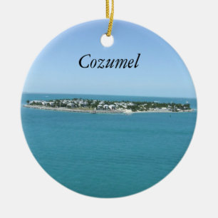 Cozumel Blue Water Tropical Ornamement Ceramic Tree Decoration