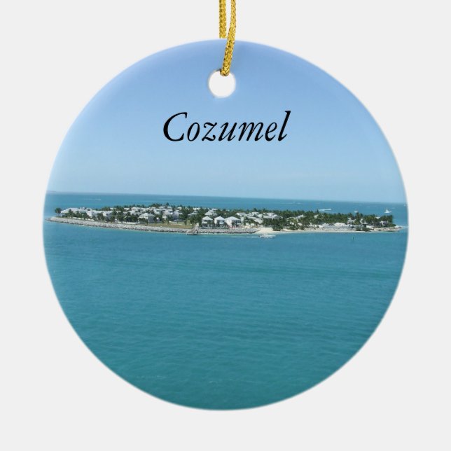 Cozumel Blue Water Tropical Ornamement Ceramic Tree Decoration (Front)