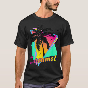 Cozumel Mexico 80s Tropical Summer Beach Palm Tree T-Shirt