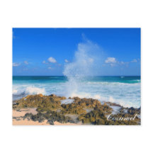 Cozumel Mexico Beach Wave Splash Water Spout Teal