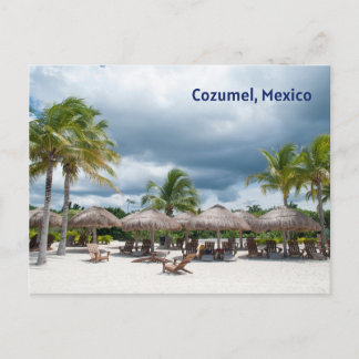 Cozumel, Mexico Beautiful Sandy Beach, Umbrellas  Postcard