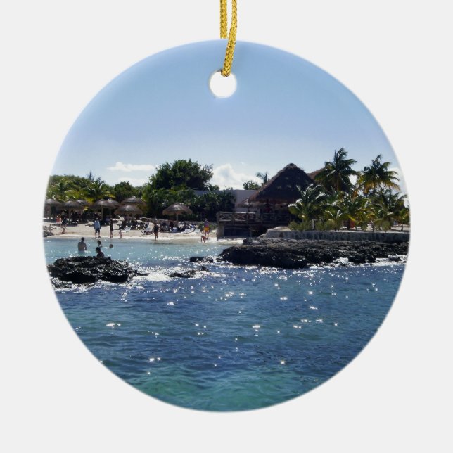 Cozumel, Mexico Ceramic Tree Decoration (Front)