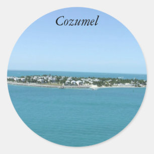 Cozumel Mexico Island, Blue Water Classic Round Sticker
