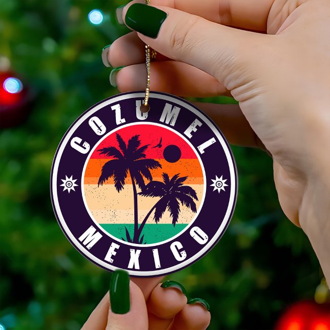 Cozumel Mexico Palm Trees Travel Souvenir 60s Ceramic Ornament (Creator Uploaded)