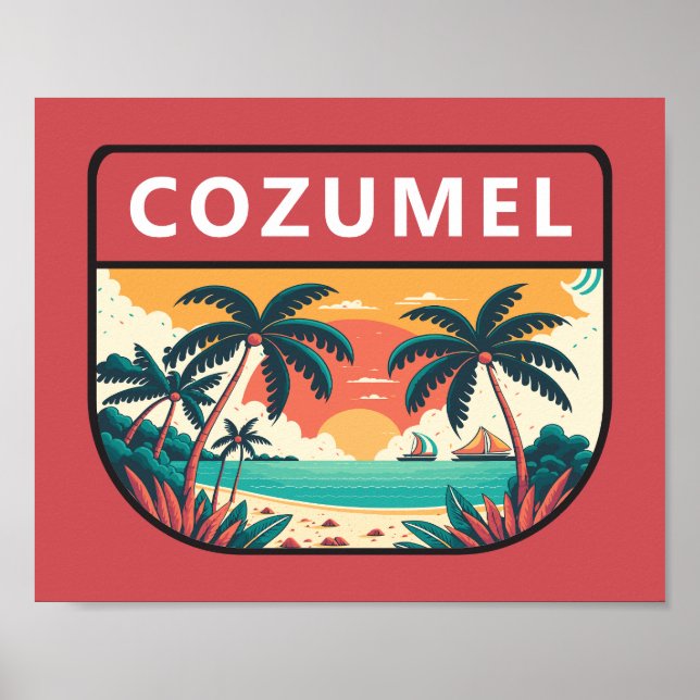 Cozumel Mexico Retro Emblem Poster (Front)