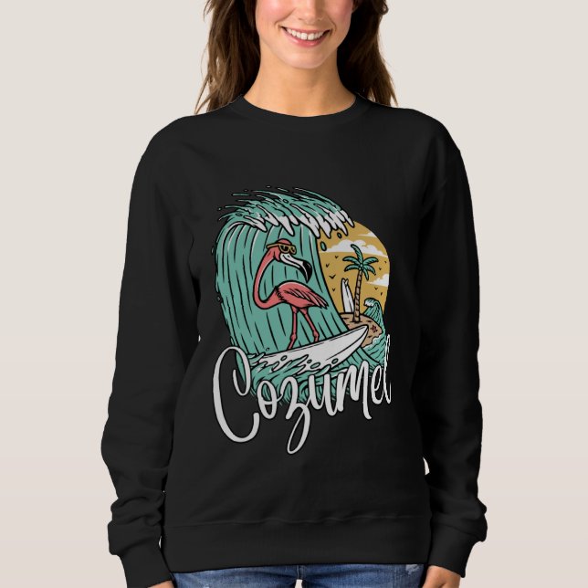 Cozumel Mexico Retro Flamingo Sweatshirt (Front)