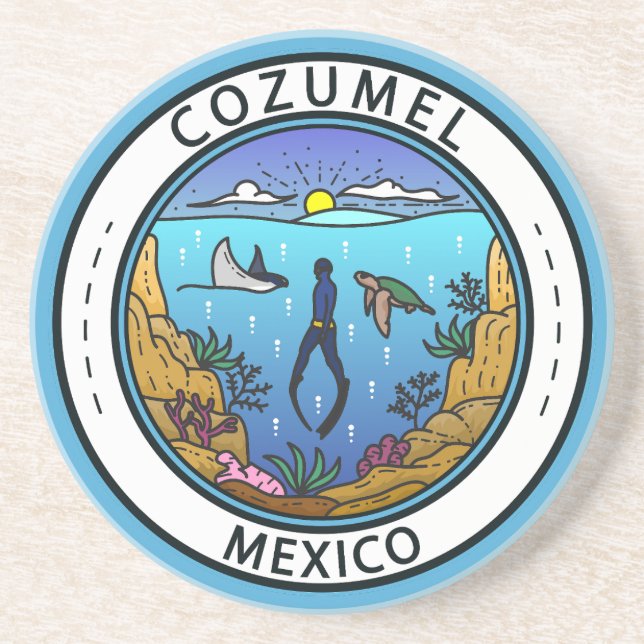 Cozumel Mexico Scuba Badge Coaster (Front)