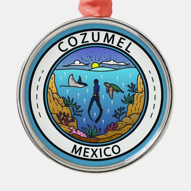 Cozumel Mexico Scuba Badge Metal Ornament (Front)
