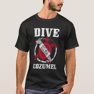 Cozumel Mexico Scuba Diving Flag Sea Turtle Scuba  T-Shirt