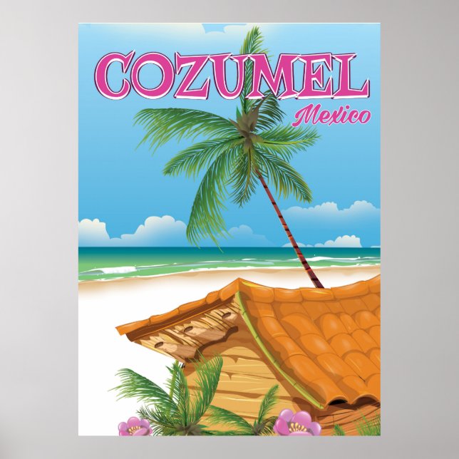 Cozumel Mexico Vintage travel poster print (Front)