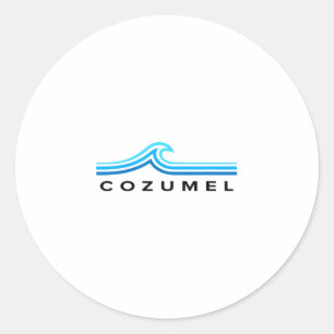 Cozumel Mexico Waves Vintage Mens Womens Girls Boy Classic Round Sticker