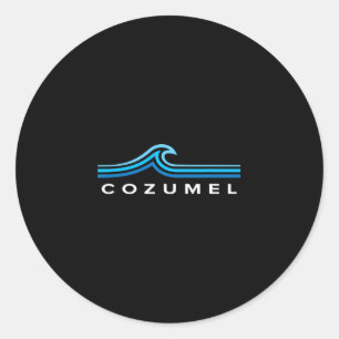 Cozumel Mexico Waves Vintage Mens Womens Girls Boy Classic Round Sticker