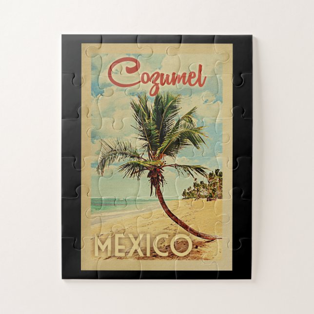 Cozumel Palm Tree Vintage Travel Jigsaw Puzzle (Vertical)