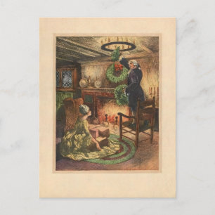 Cozy 18th Century Holiday Scene Postcard