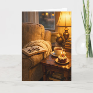 Cozy 80th Birthday Tea & Reading Corner  Card