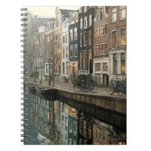 Cozy Amsterdam Canal Bicycles Notebook