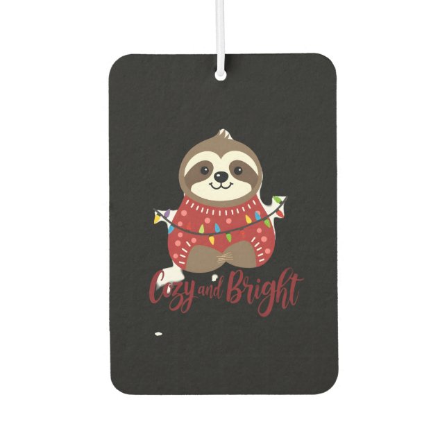 Cozy And Bright Sloth Christmas Lights (1) Car Air Freshener (Front)