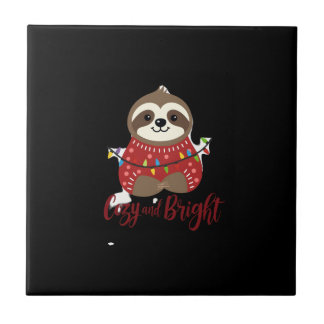 Cozy And Bright Sloth Christmas Lights (1) Ceramic Tile