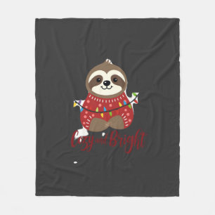 Cozy And Bright Sloth Christmas Lights (1) Fleece Blanket