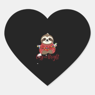 Cozy And Bright Sloth Christmas Lights (1) Heart Sticker