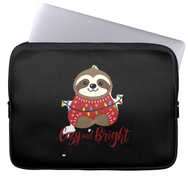 Cozy And Bright Sloth Christmas Lights (1) Laptop Sleeve (Front)