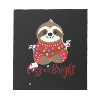 Cozy And Bright Sloth Christmas Lights (1) Notepad