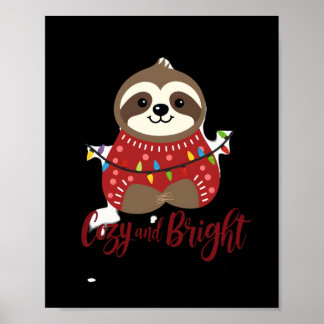 Cozy And Bright Sloth Christmas Lights (1) Poster