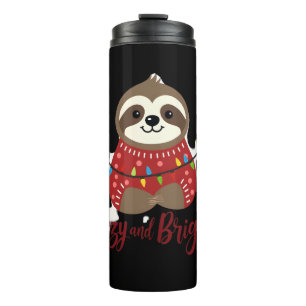 Cozy And Bright Sloth Christmas Lights (1) Thermal Tumbler