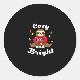 Cozy And Bright Sloth Christmas Lights (2) Classic Round Sticker