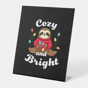 Cozy And Bright Sloth Christmas Lights (2) Pedestal Sign