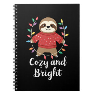 Cozy And Bright Sloth Christmas Lights (3) Notebook