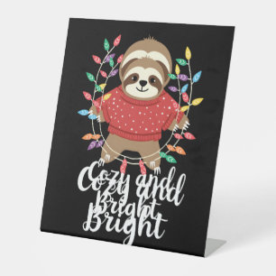 Cozy And Bright Sloth Christmas Lights (3) Pedestal Sign