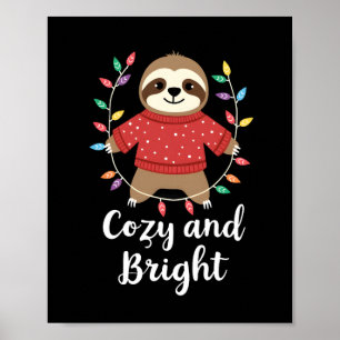 Cozy And Bright Sloth Christmas Lights (3) Poster
