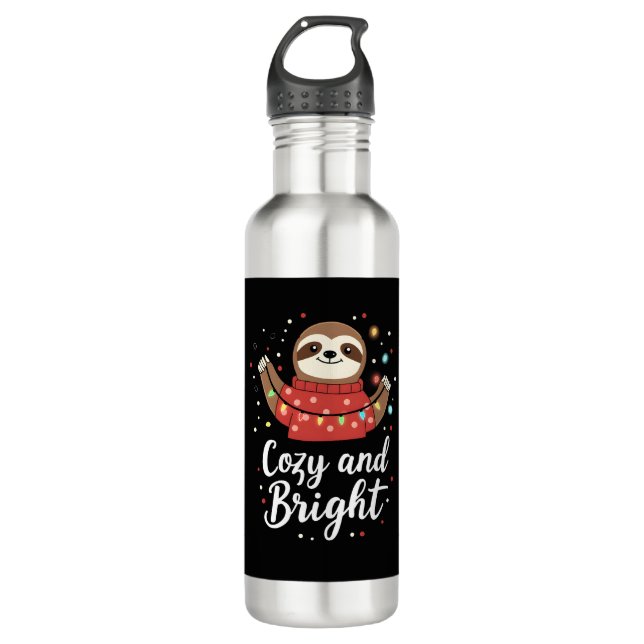 Cozy And Bright Sloth Christmas Lights (4) 710 Ml Water Bottle (Front)