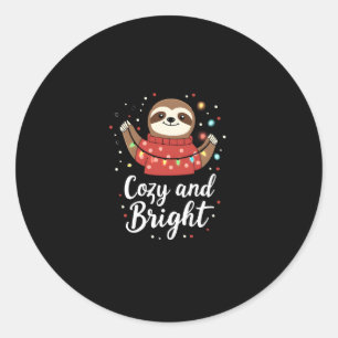 Cozy And Bright Sloth Christmas Lights (4) Classic Round Sticker