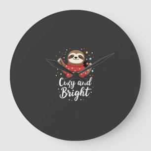 Cozy And Bright Sloth Christmas Lights (4) Large Clock